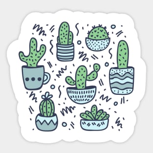 Cactus succulent flowerpots Sticker